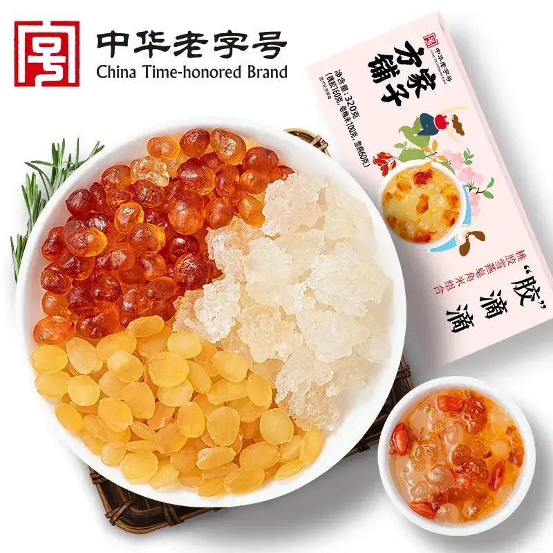 方家铺子桃胶雪燕皂角米320g/盒（胶滴滴）